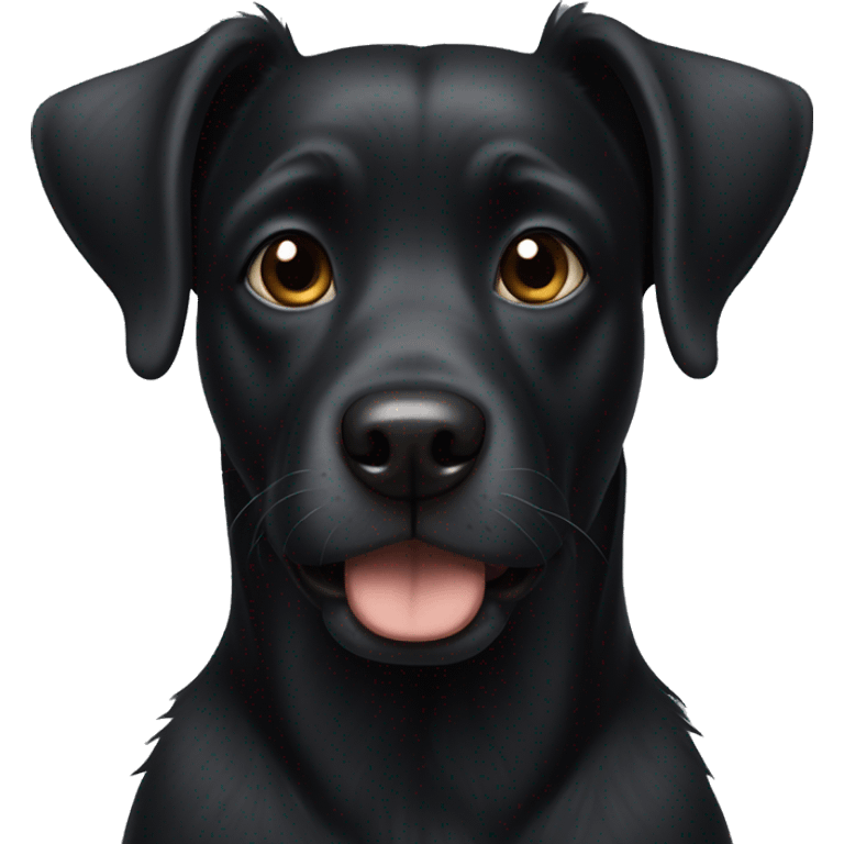 Black dog with one ear up and one down emoji