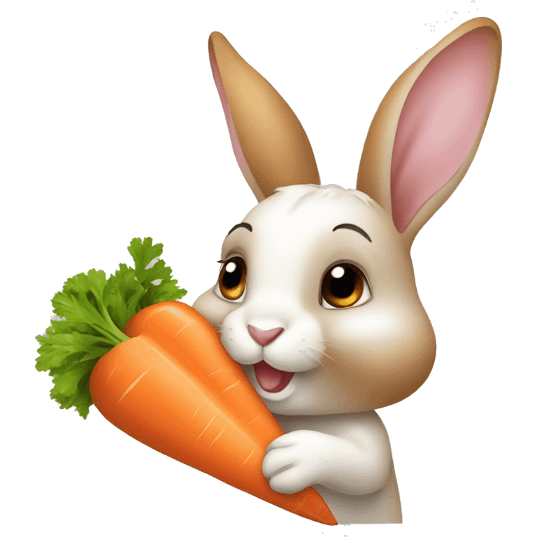 a rabbit eating a carrot emoji