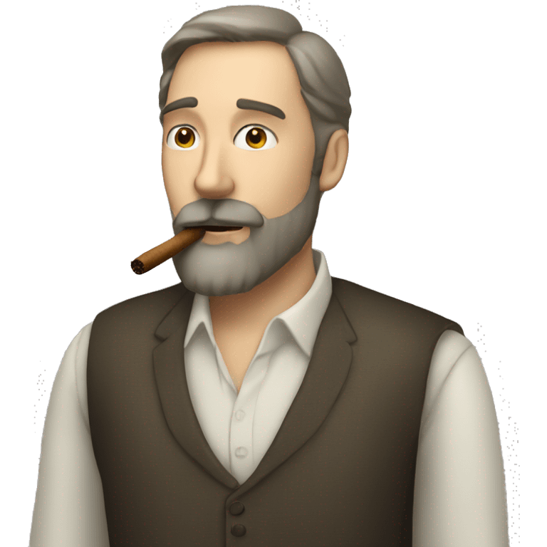 White man with beard smoking cigar emoji