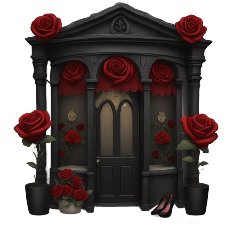 Gothic boutique full of red and black roses emoji