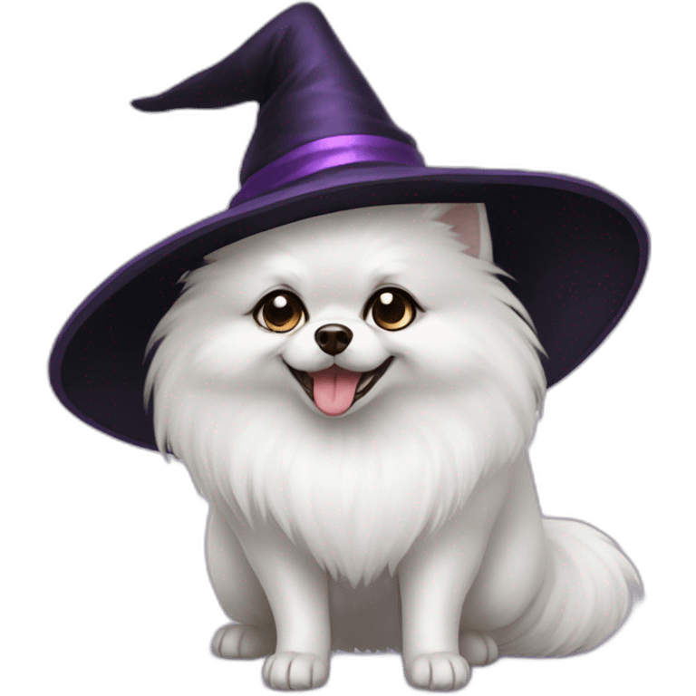 white pomeranian WITCH emoji