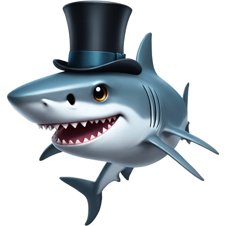 Shark with a top hat emoji