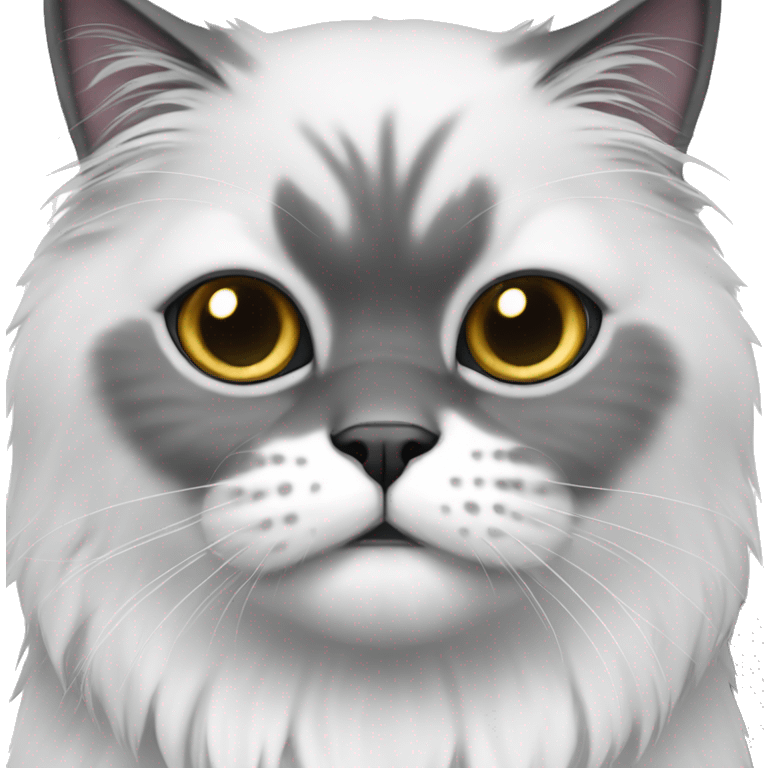 White and dark grey Persian cat  emoji