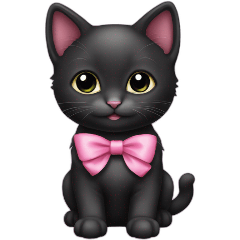 black kitten with pink bow emoji