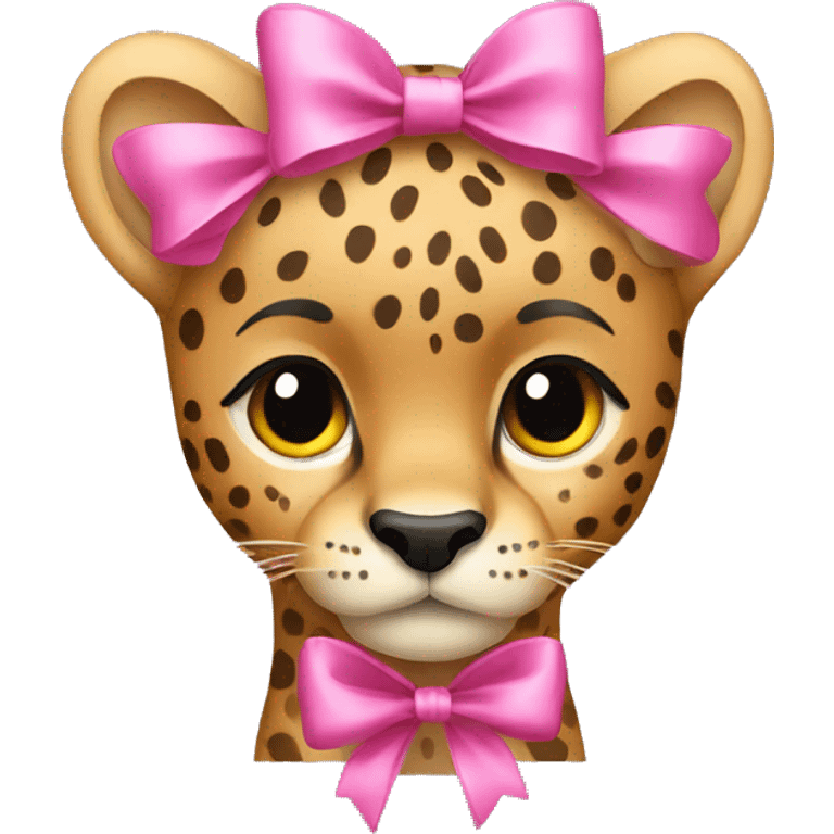 cheetah with a pink bow  emoji