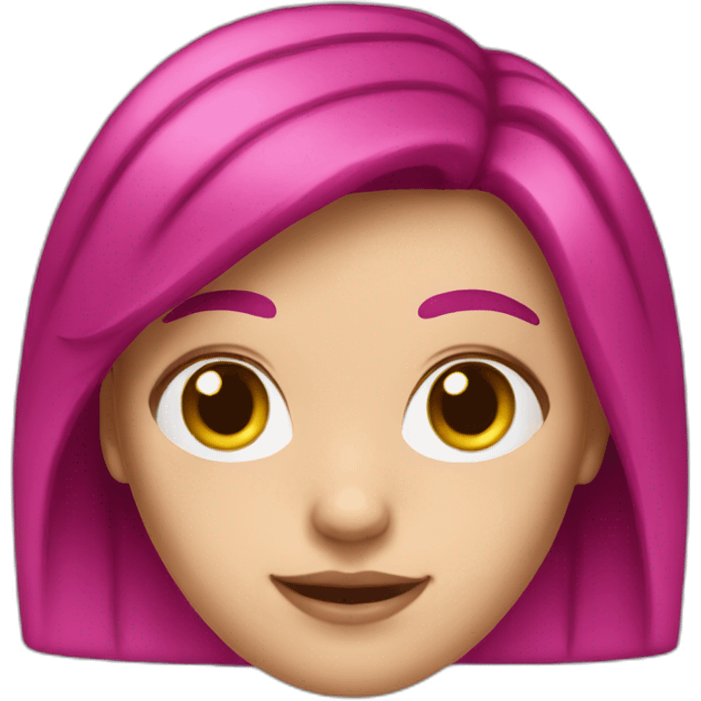 White girl with a magenta hair emoji