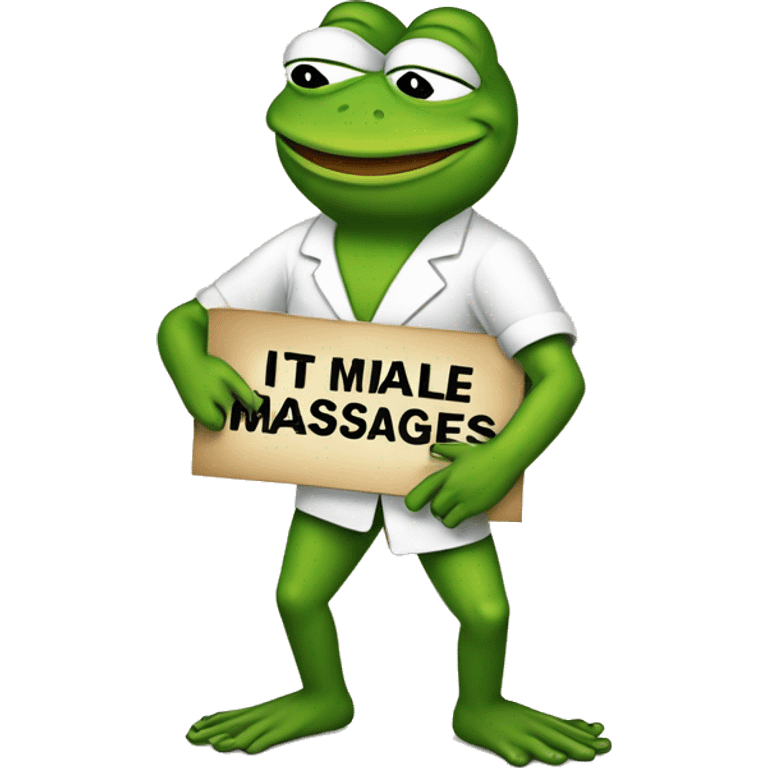 Pepe frog holding sign that says “it’s ok to get male to female massages, but your friends won’t understand” emoji