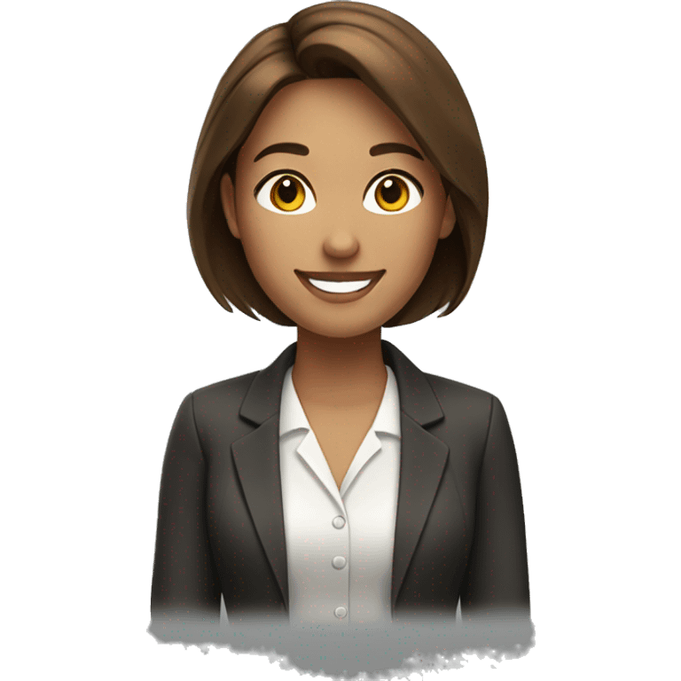 smiling business girl with brown hair emoji