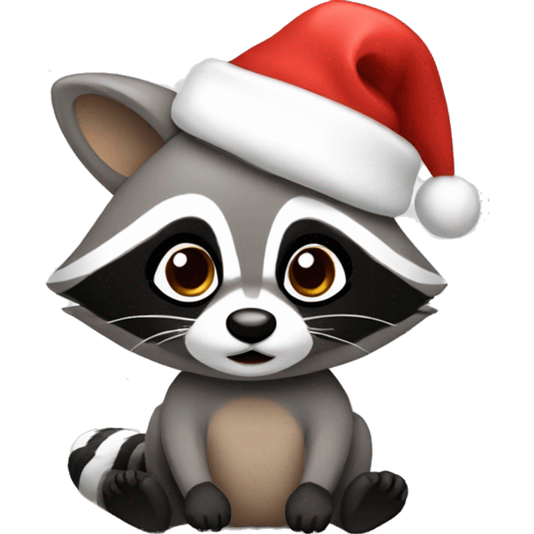 Cute raccoon with a festive cap emoji