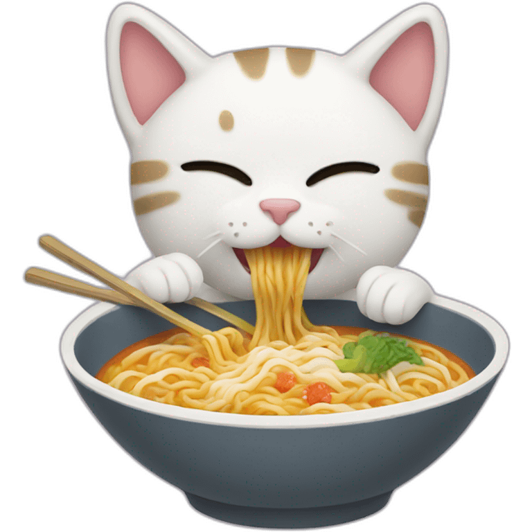 cat eating ramen emoji