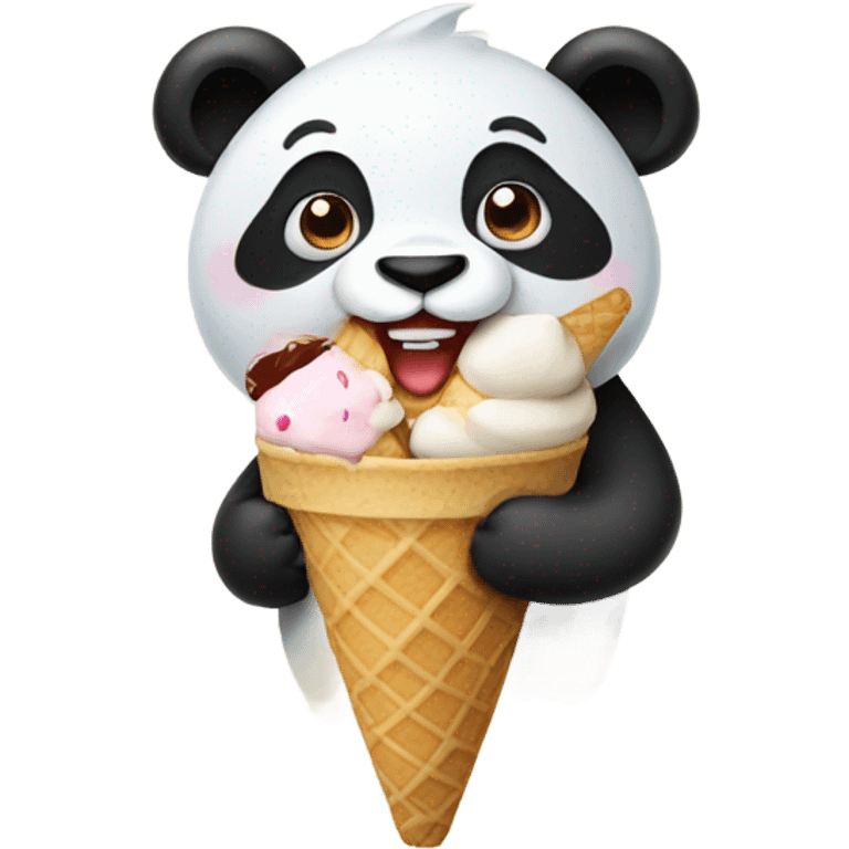 Panda eating ice cream emoji