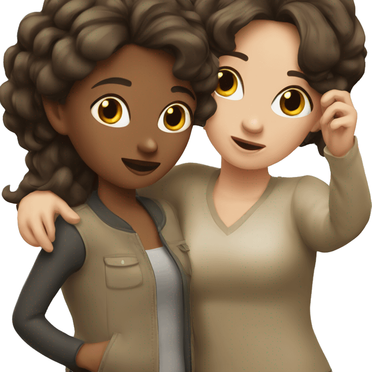 two brunette girls  emoji