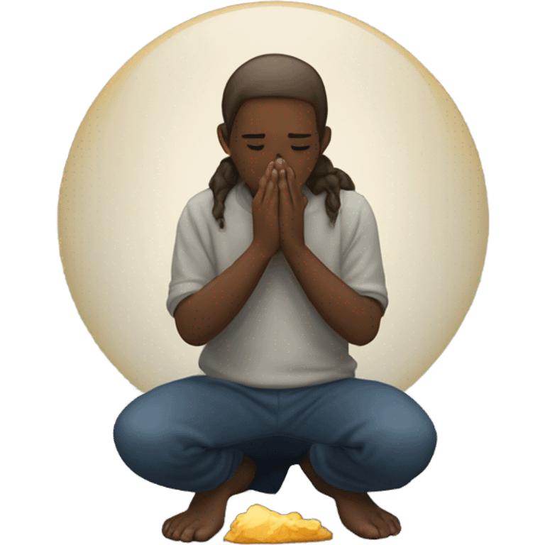 Person praying for an asteroid emoji