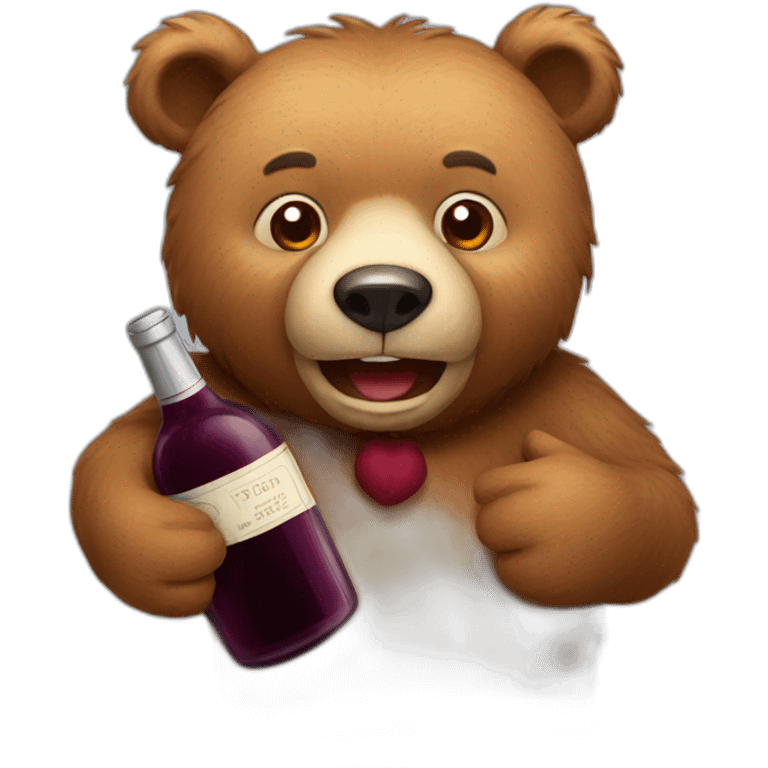 Bear with red wine emoji