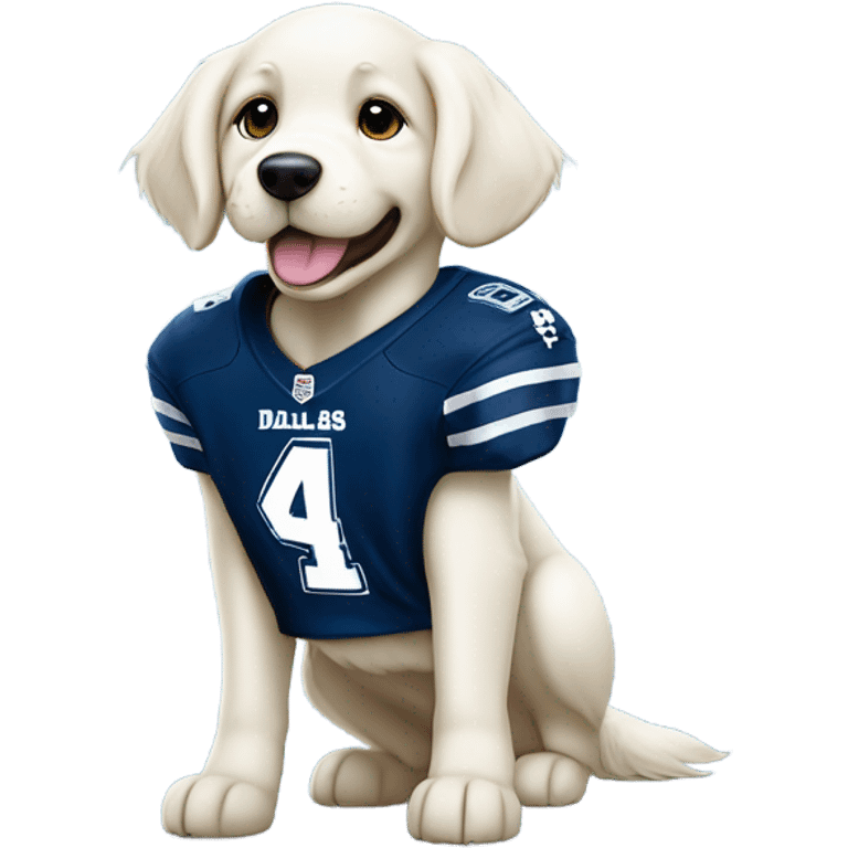 White golden retriever Dallas Cowboy Football uniform emoji