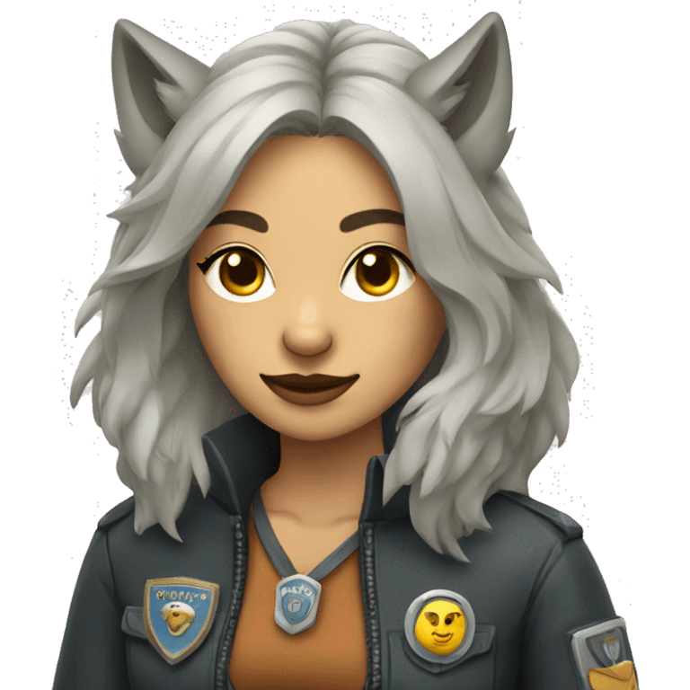 wolf woman with badge emoji