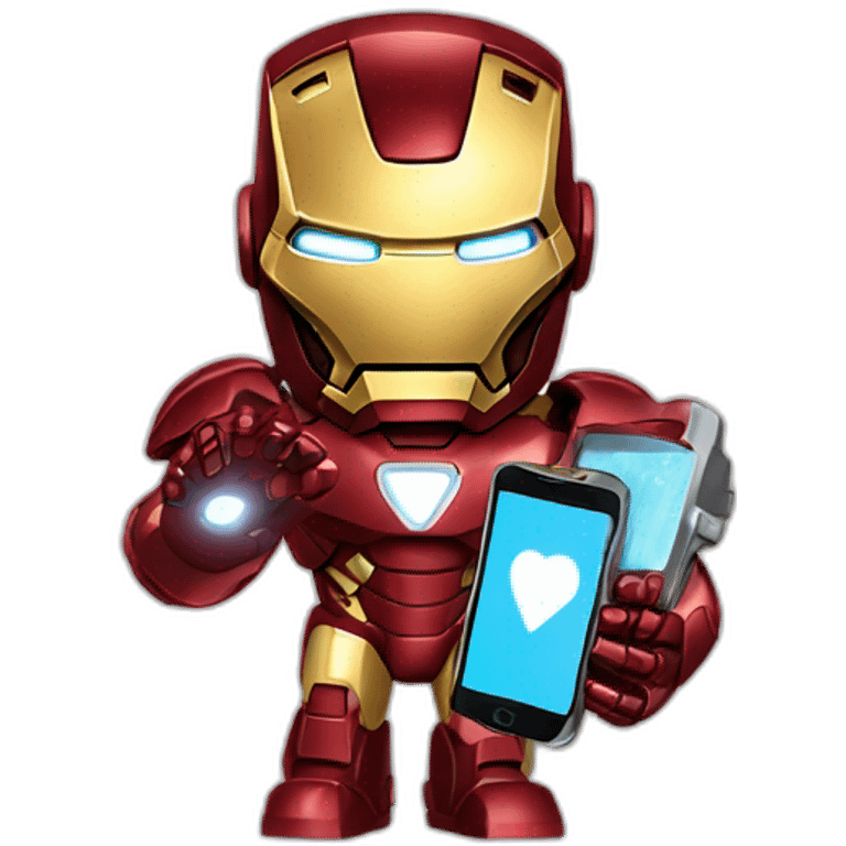 iron man holding a phone emoji