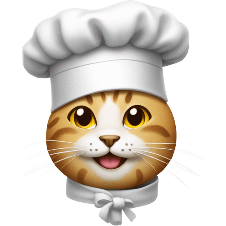 Cat smiling while wearing a chef hat emoji