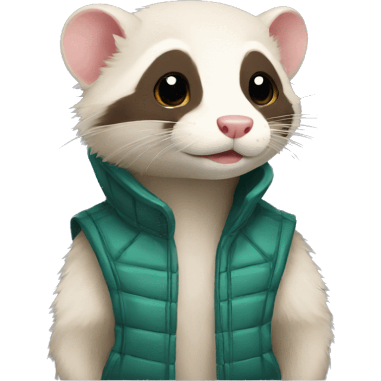 Ferret with sleeveless jacket with his first name written on it emoji