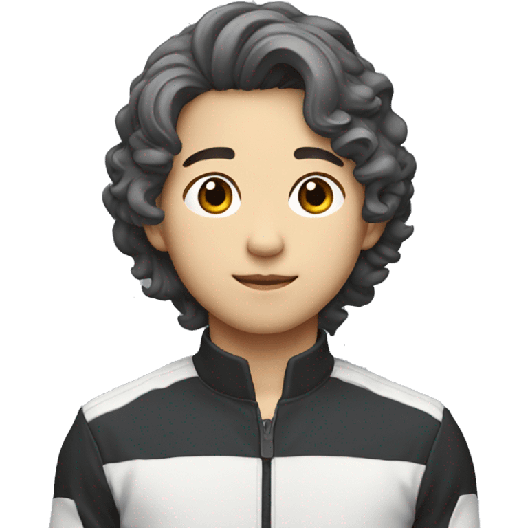 young guy with small wavy hair korean race suit with side profile emoji