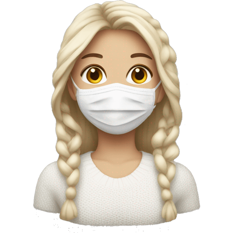 Girl wearing a face mask and white knit jersey  emoji