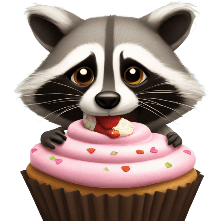 Racoon eating a cupcake emoji