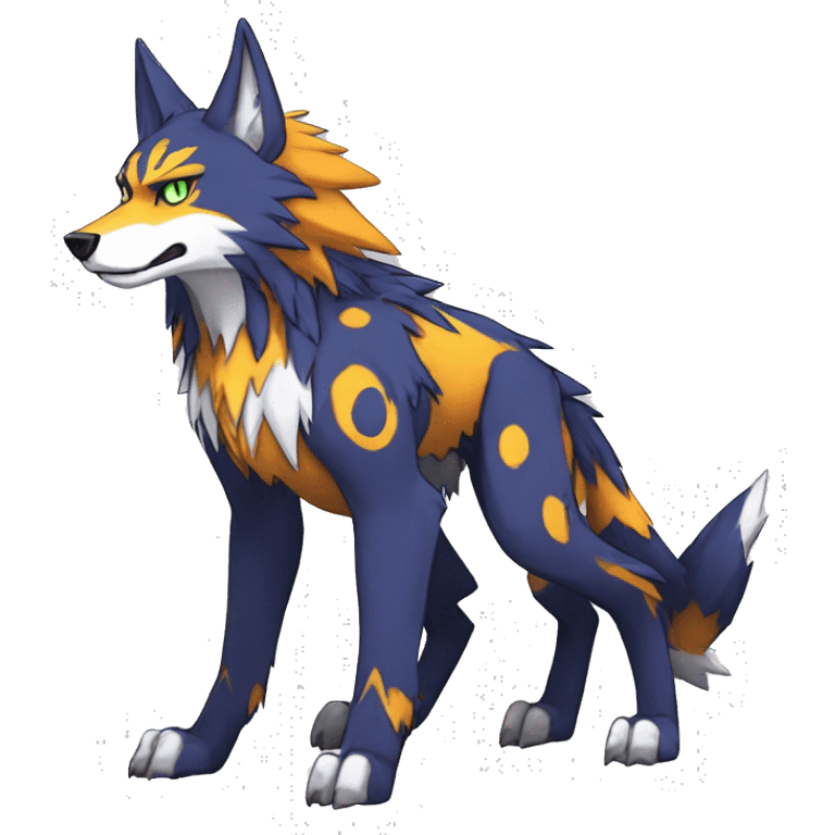  Cool Edgy Colorful Digimon-Fakemon-Wolf with edgy markings full body emoji