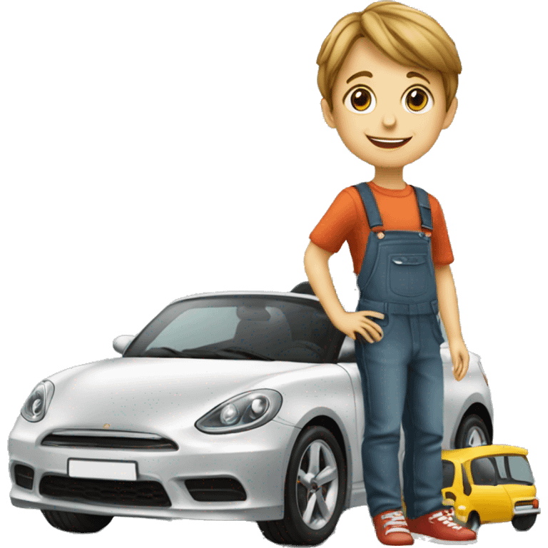 Enfant de 5ans avec une voiture luxe emoji