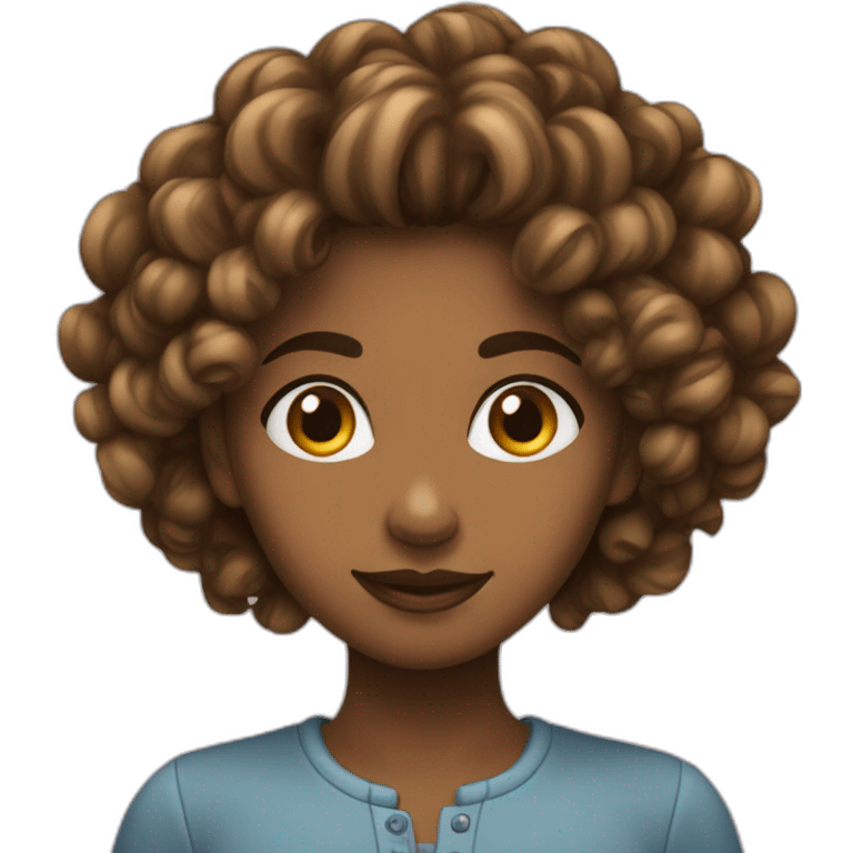 Fille métisse cheveux bouclés emoji