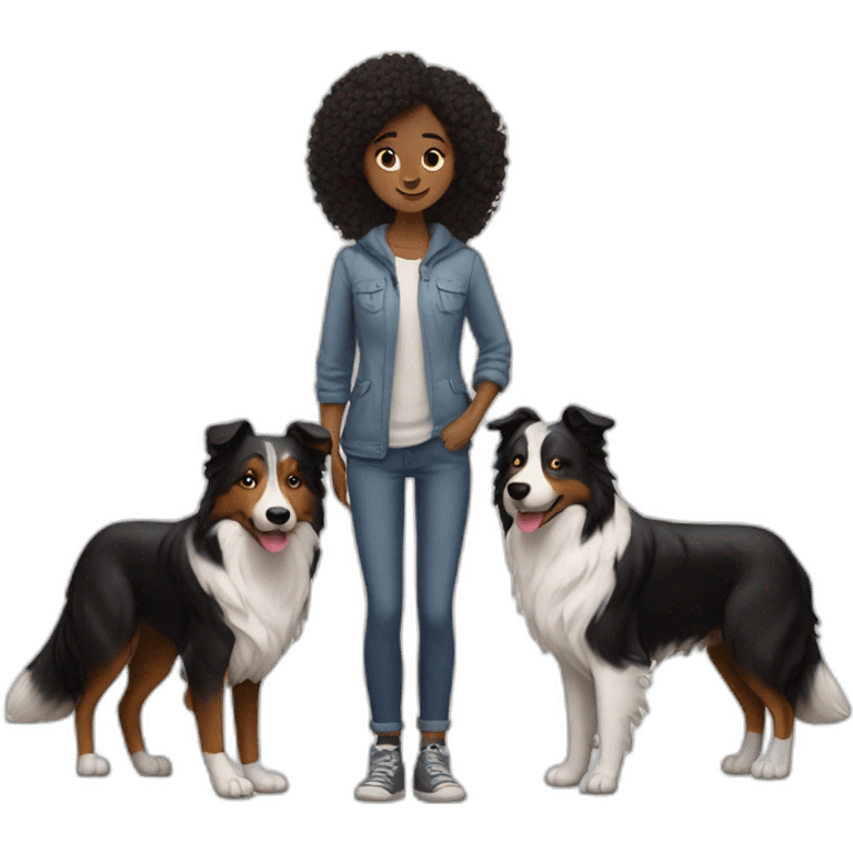 Man woman anda border collie emoji