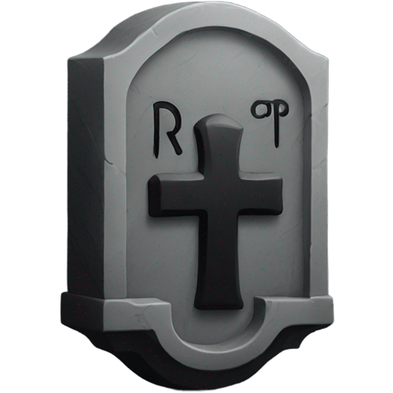 a black grave with the letters RIP on a silver  emoji