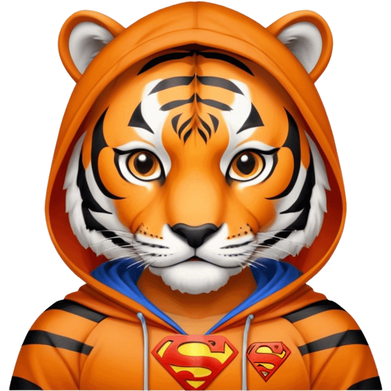 Tiger wearing Superman hoodie ￼ emoji