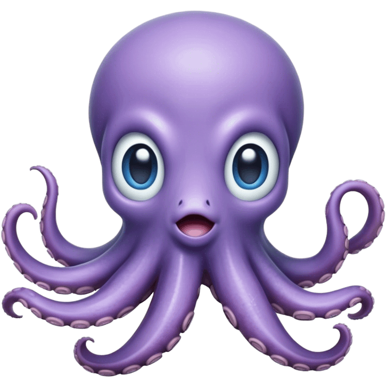 Cinematic Comical Baby Octopus Portrait Emoji, Tentacles slightly flared in a playful, exaggerated gesture, featuring a light blue-purple, rounded body with dramatically wide, hilariously expressive eyes full of surprise and innocent mischief, Simplified yet hilariously endearing features, highly detailed, glowing with a soft oceanic radiance, high shine, dramatic yet lovable, stylized with a dash of whimsical underwater mischief, soft glowing outline, capturing the essence of a delightfully silly little octopus that looks like it just made a clumsy, adorable mistake! emoji