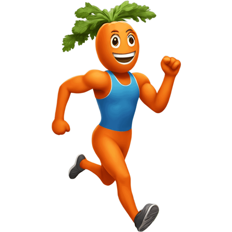 sprinting carrot with arms, legs, and a headband emoji