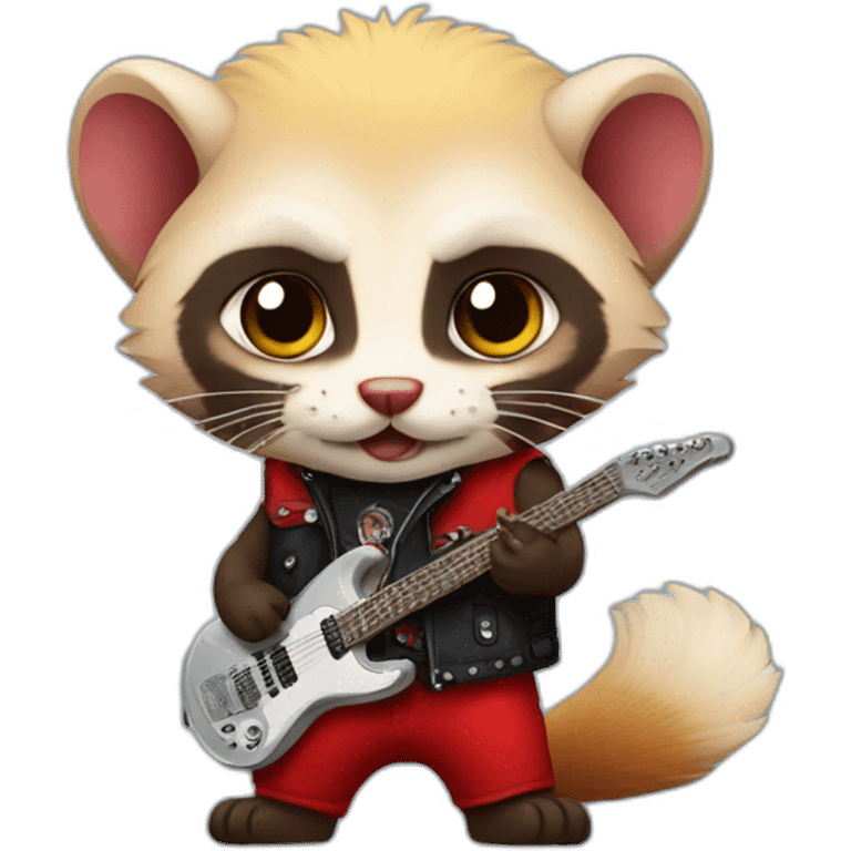 Red ferret wearing heavy metal clothing emoji