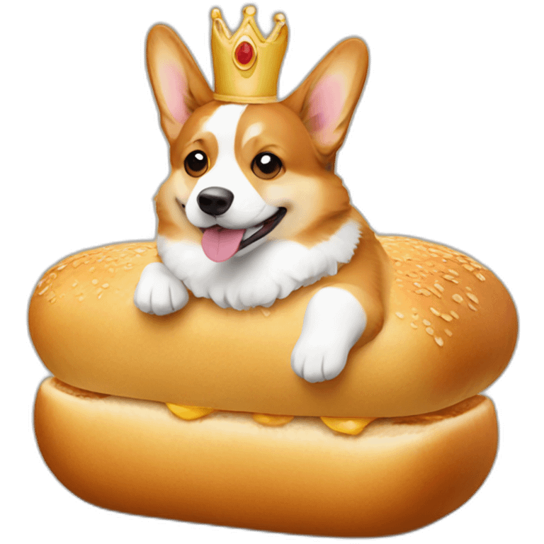 corgi in the shape of bread wearing a crown emoji