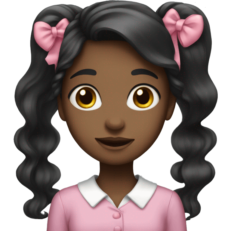 Black long haired girl with pink bow  emoji