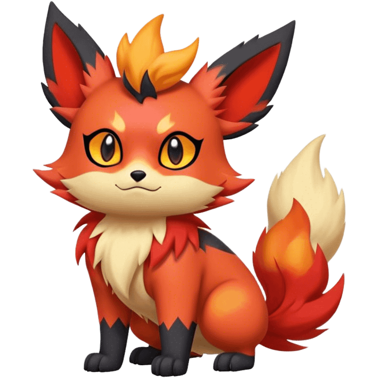 Cool cute edgy Quilava-Litten-Flareon-animal-creature-hybrid full body emoji