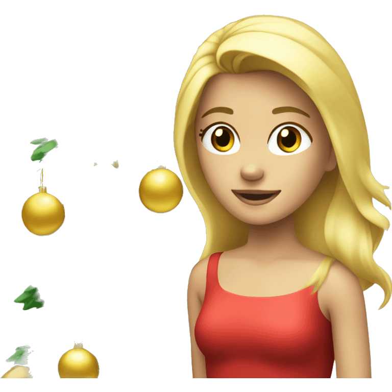 Blond Girl is decorating a Christmas tree emoji