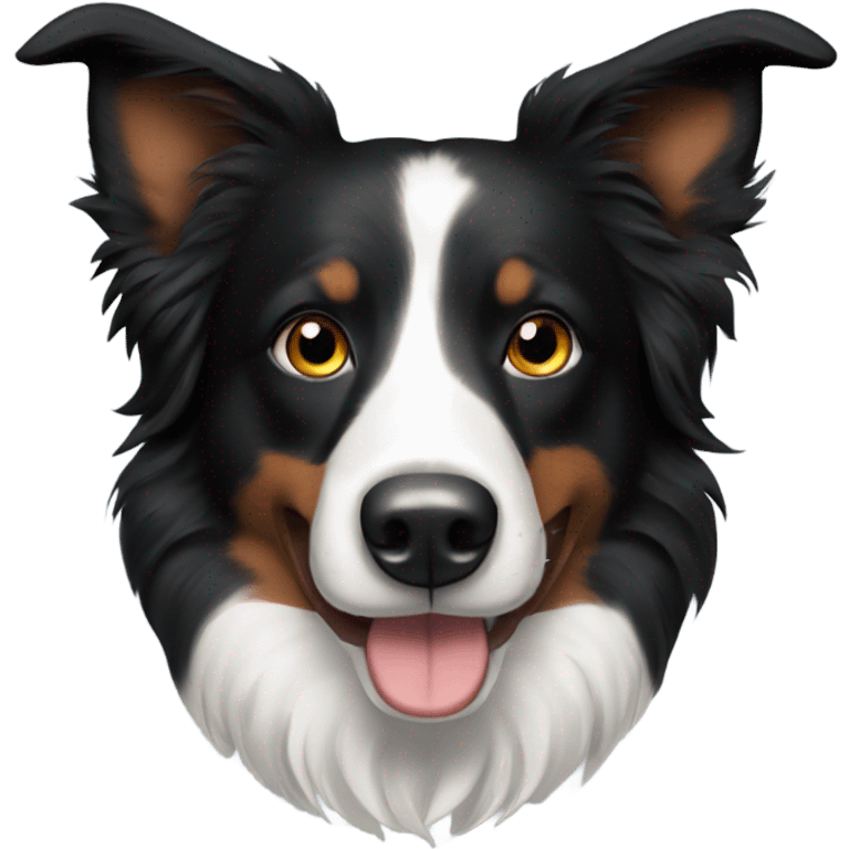 Black Tri Border Collie with pointed ears emoji