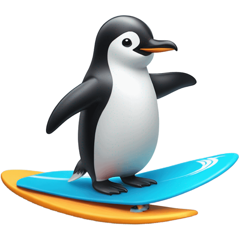 Penguin surfing emoji