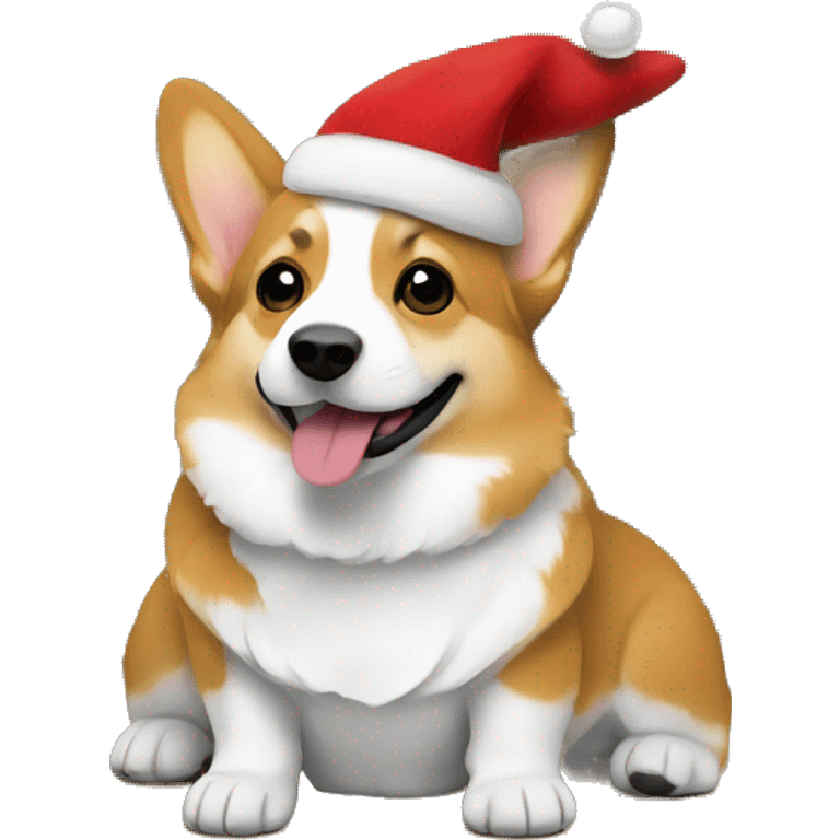 A corgi under a Christmas tree emoji