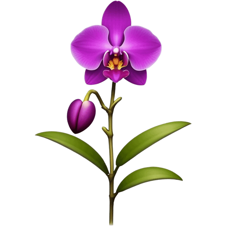 single purple Dendrobium Orchid flower, stem emoji