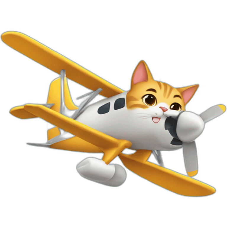 Cute cat flying an airplane emoji