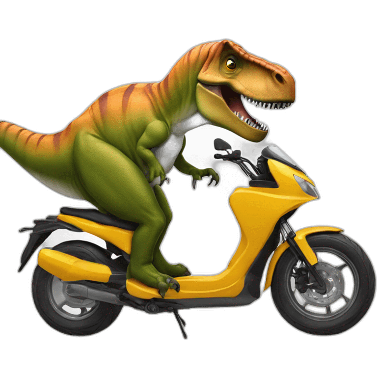 Un T rex conduisant un Tmax (scooteur) emoji