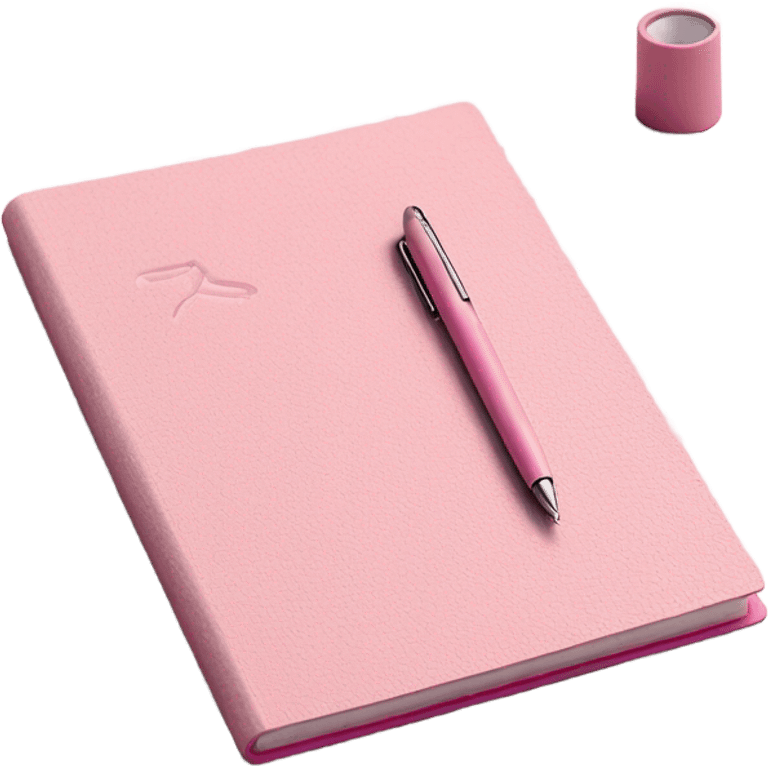 Pink notebook with pen emoji