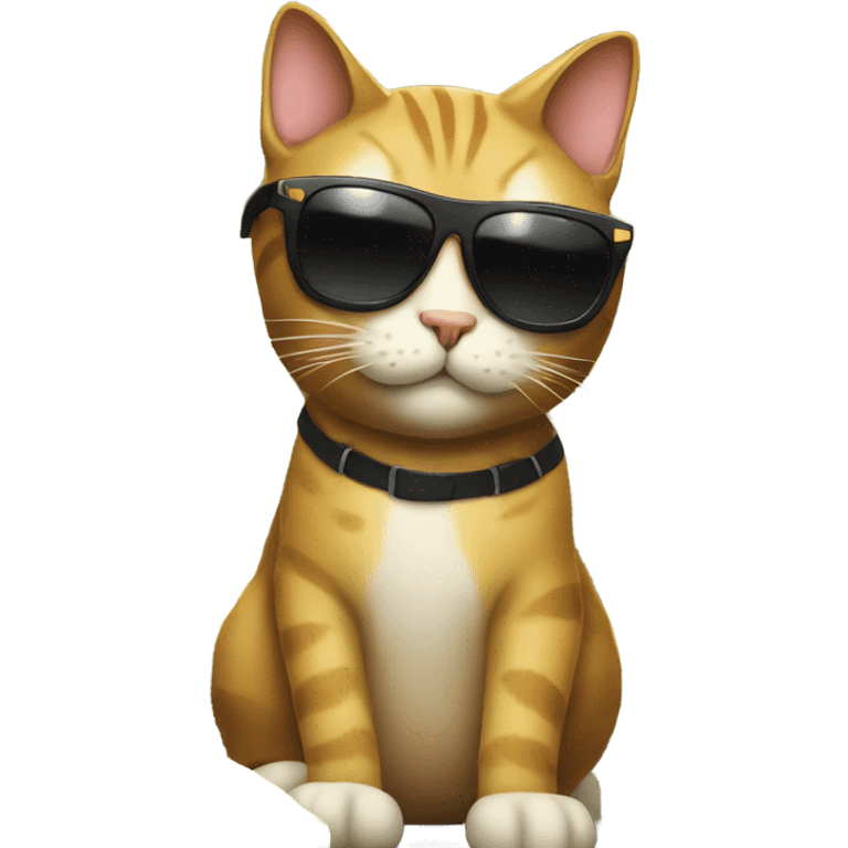 Cat with sunglasses and money emoji