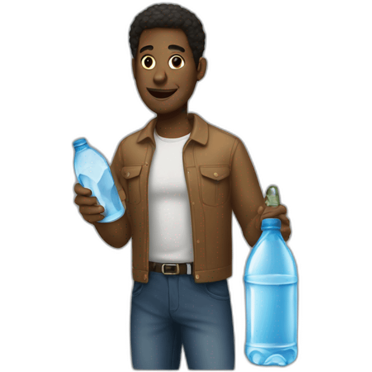 A black men with a bottle a water emoji