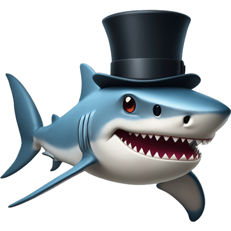 Shark with a top hat emoji