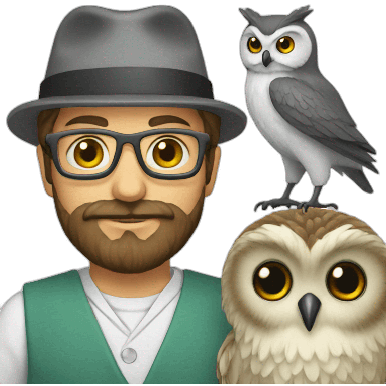 scientist-with-beard-with-owl emoji